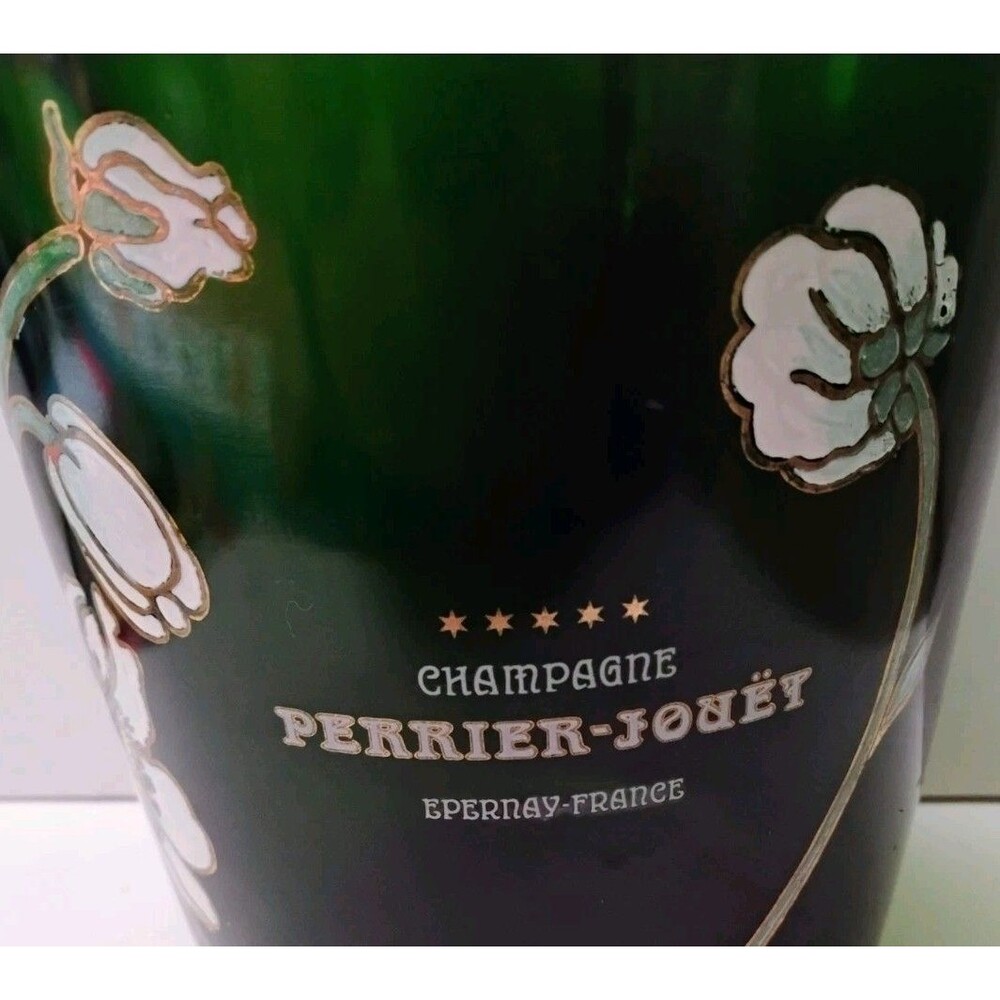 Vintage 1960s Perrier-Jouet Champagne  Ice Bucket France Green Glass